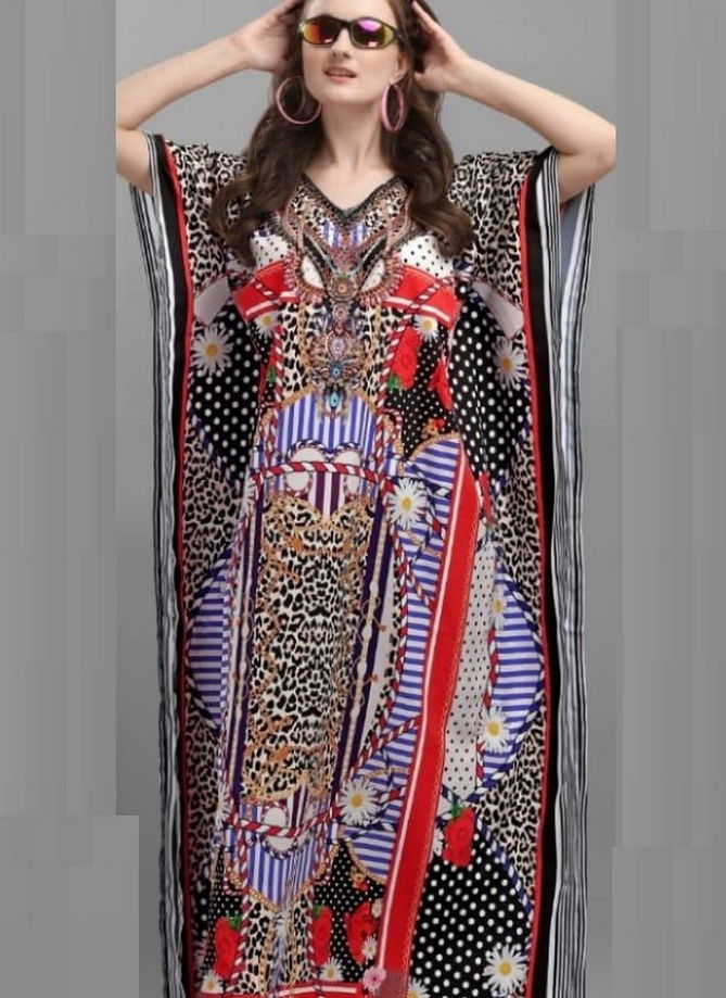 jelite AFREEN Kaftans Latest Fancy Casual Wear Japan Polyester Crepe Kaftan Style Kurti Collection